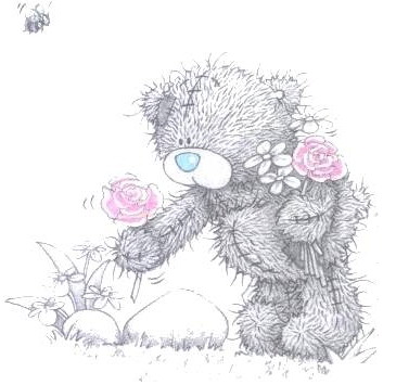 Медвежонок тедди собирает цветы