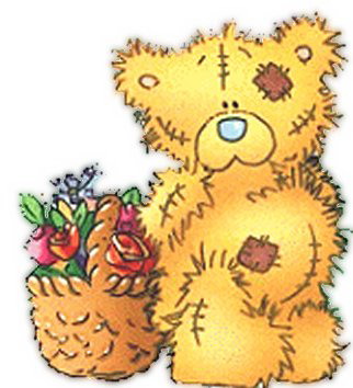 Мишка Тедди с корзиной цветов