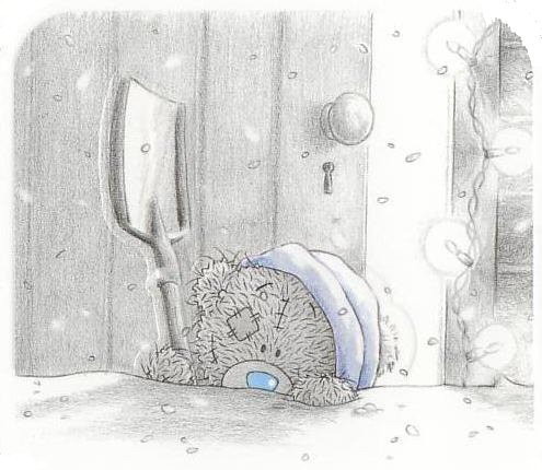 Мишки Тедди чистит снег