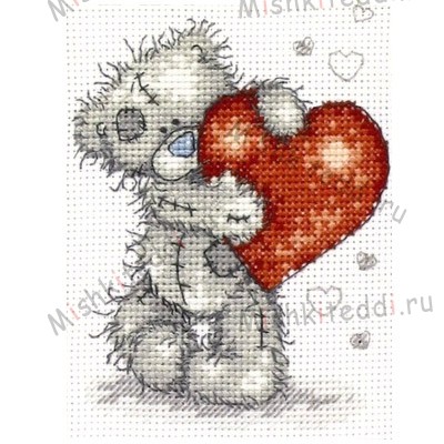 Набор для вышивания - Мишка Тедди с сердцем Набор для вышивания - Мишка с сердцем