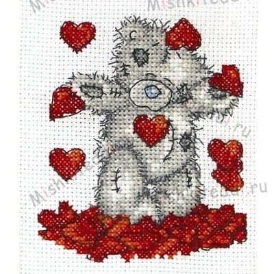 Набор для вышивания - мишка Тедди с сердечками Набор для вышивания - мишка Тедди с сердечками