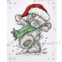 Набор для вышивания - Мишка Тедди в новогоднем колпачке