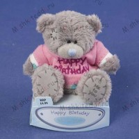 Мишка Тедди Me To You  7,5 см в розовой футболке  Happy Birthday - 3" Happy Birthday Me to You Bear G01W1023 94