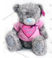 Мишка Тедди Me to you 50 см в розовом свитере с сердцем Love you Loads
