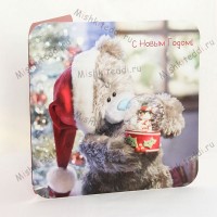 Новогодняя открытка - Мишка Тедди со снеговиком в водном шаре - Новогодняя открытка - Мишка Тедди со снеговиком в водном шаре