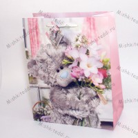 Подарочный пакет Me to you - Мишка Тедди с весенним букетом цветов