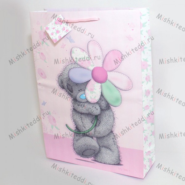 Подарочный пакет Me to you - Мишка Тедди с ромашкой Подарочный пакет Me to you с изображением мишки Тедди с ромашкой.